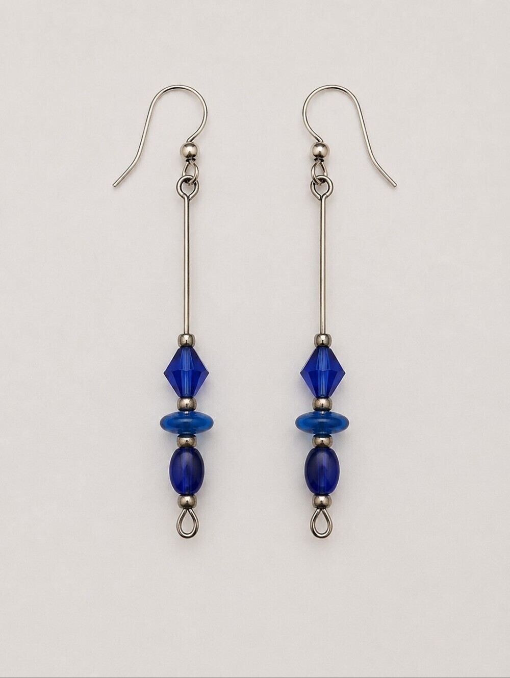 3/$30 HANDMADE Blue Beaded Dangle  Drop Hook Earrings